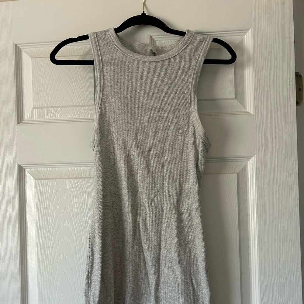 Skims Grey Cotton Rib Tank Dress